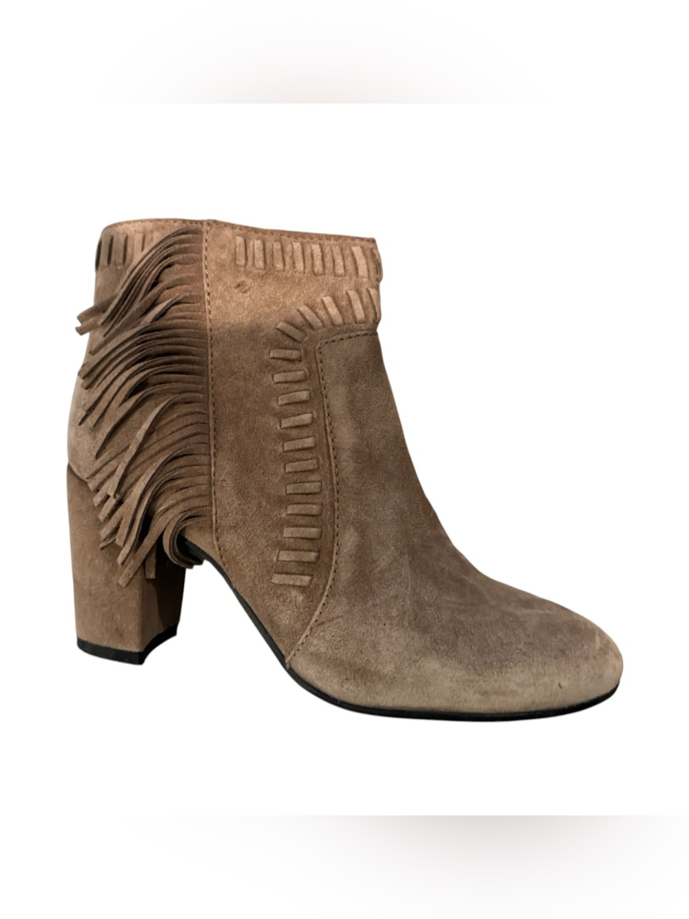 H&M Tan Suede Fringe Ankle Booties Size 8